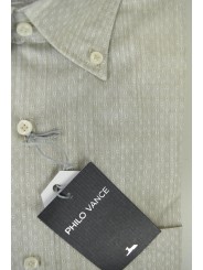 Beige geflammtes gepunktetes Button-Down-Hemd für Herren - Philo Vance - Zitrone