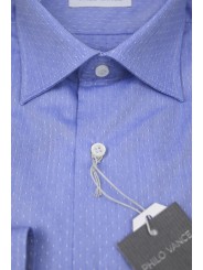 Light Blue Patterned Small Formal Man Shirt Spread Collar - Philo Vance - Essex
