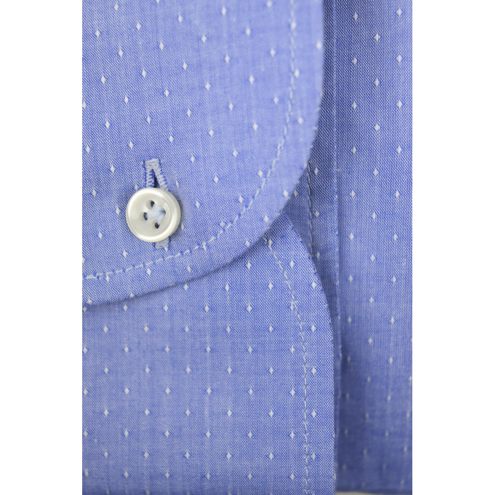 Lichtblauw patroon klein formeel herenoverhemd met gespreide kraag - Philo Vance - Essex