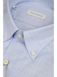 Camisa de hombre de lona celeste con botones - Philo Vance - La Spezia