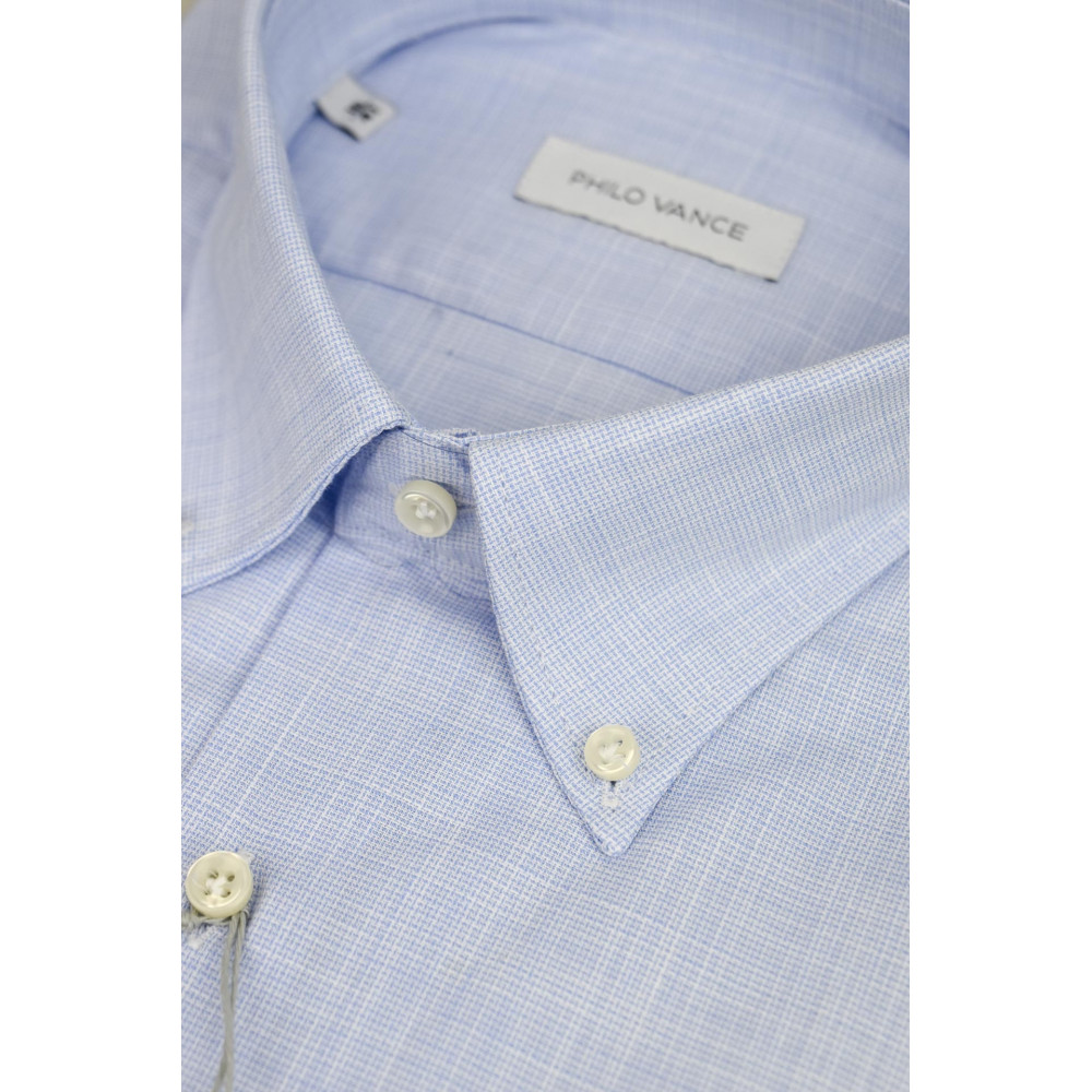 Light Blue Canvas Button Down Men's Shirt - Philo Vance - La Spezia