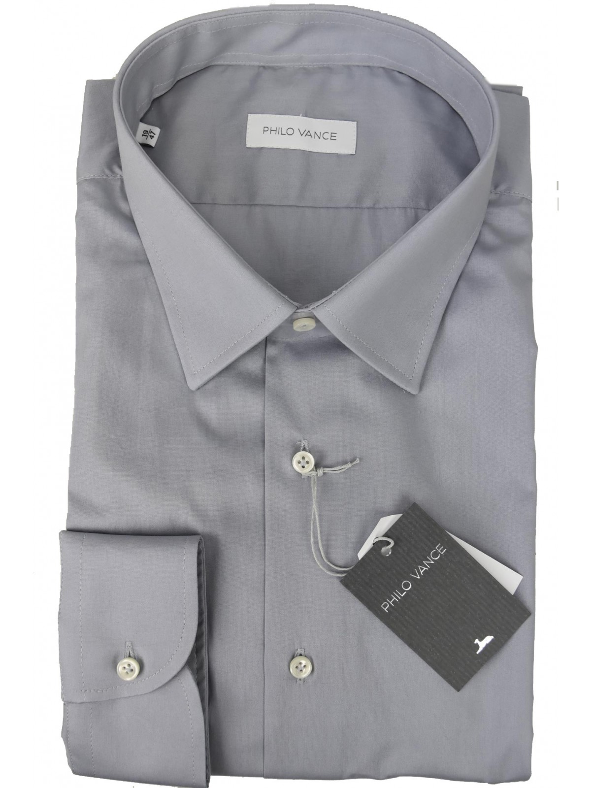 Plain Gray Formal Man Shirt Spread Collar - Philo Vance - Azores
