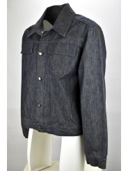 JEANS JACKET Man 50 L Casual Cotton Dark Blue - No Brand Sample Men's Suits, Jackets and Vests