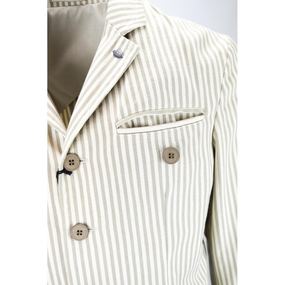 Mauro Grifoni Herrenjacke 50 L Casual Cotton Stripes Ecru / Beige - Mauro Grifoni Herrenanzüge, Blazer und Jacken