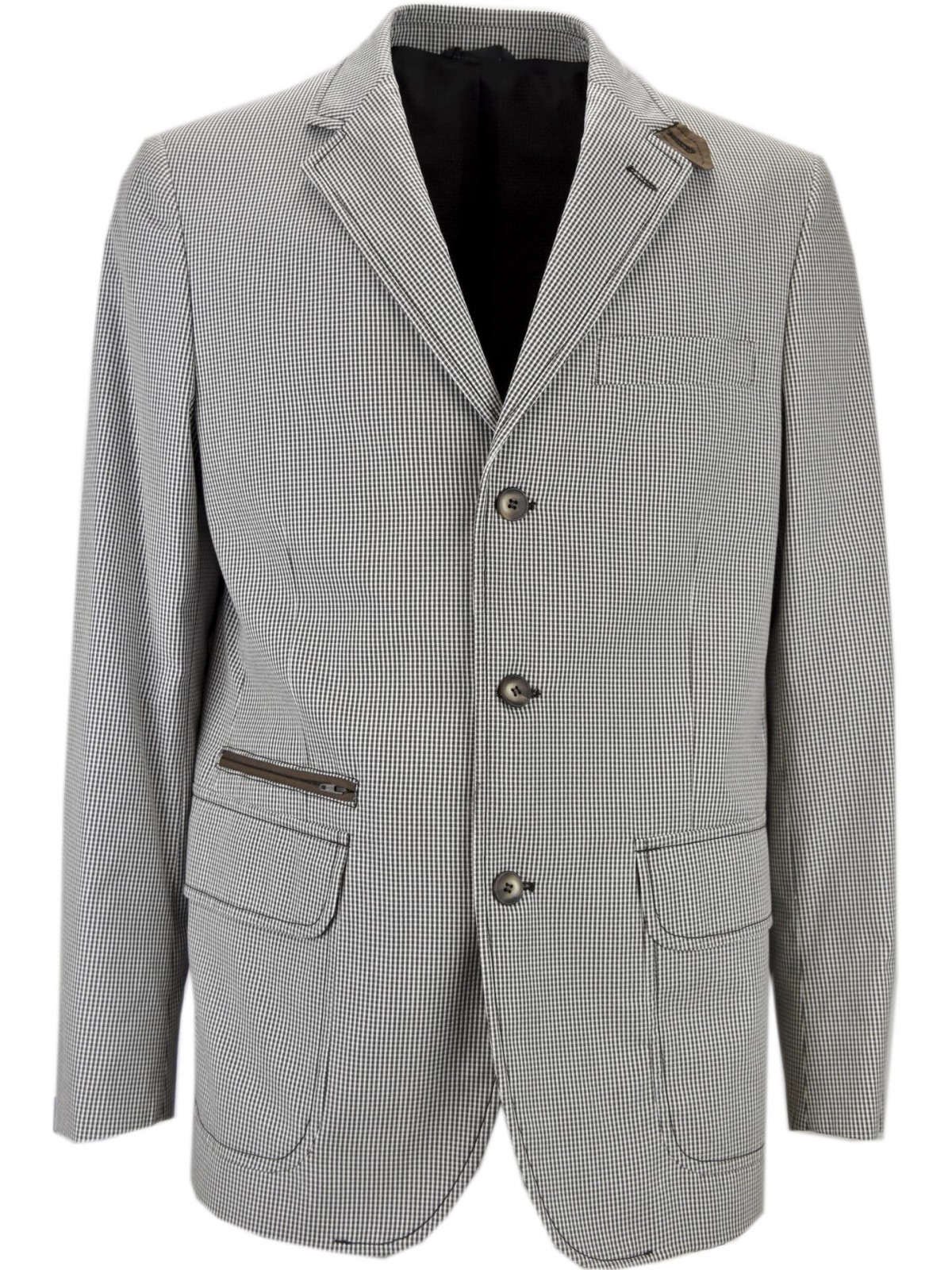 Man Jacket 50 L Vichy Checks Brown White Cotton 3Buttons PE 39619