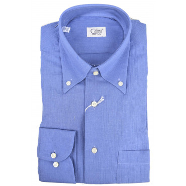De Mens Shirt Licht Blauw Reliëf ButtonDown - Cassera