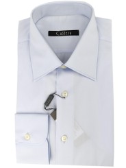 CASSERA Elegant Men's Sky Blue Collar Italy shirt for suit without pocket
