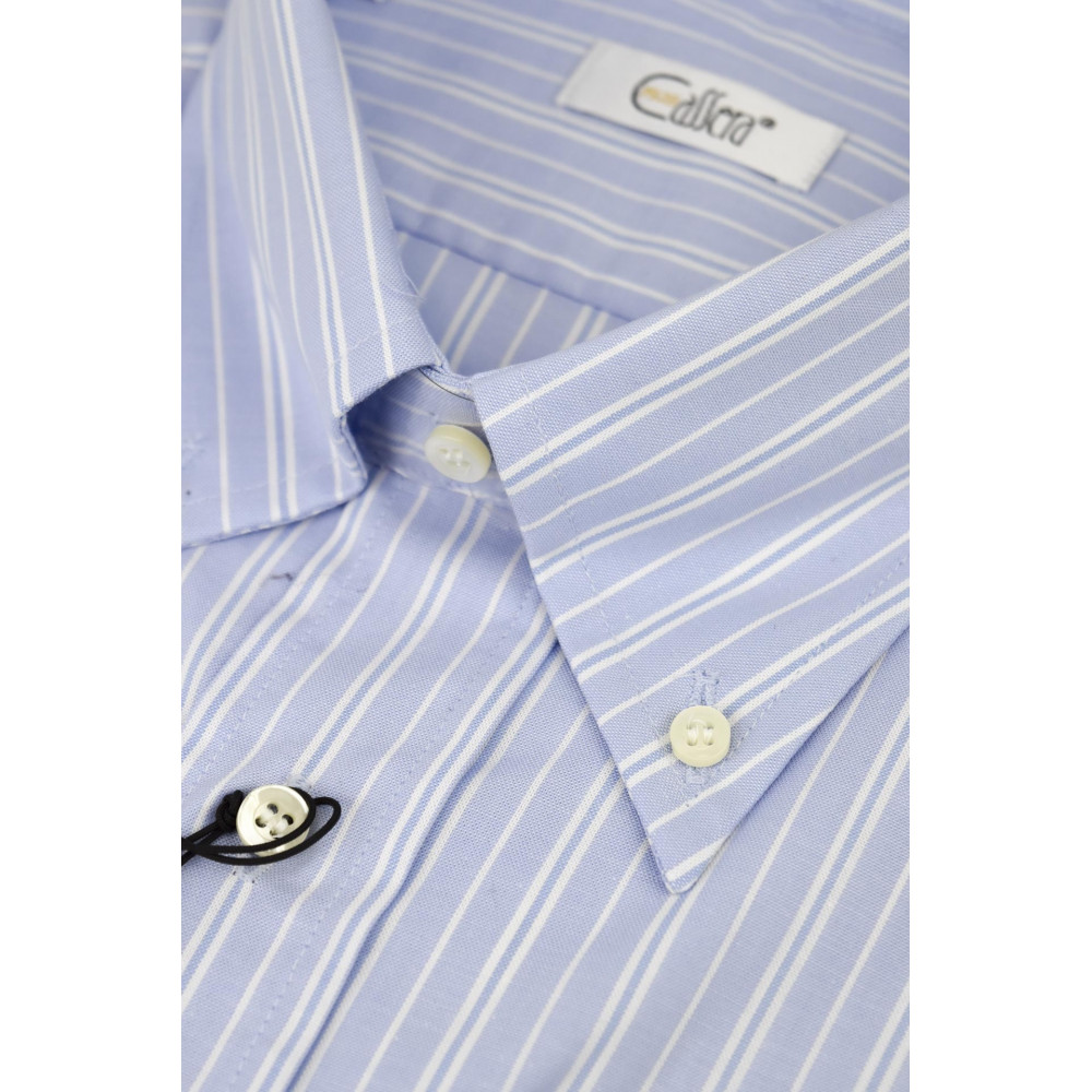 CASSERA Heren Overhemd 16½ 42 Lichtblauw Gestreept Wit Oxford Button Down