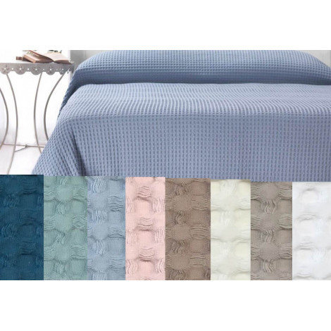 Bedspread Copritutto honeycomb Large Apone Double and Single bed - White, Ivory, Sand, Blue
