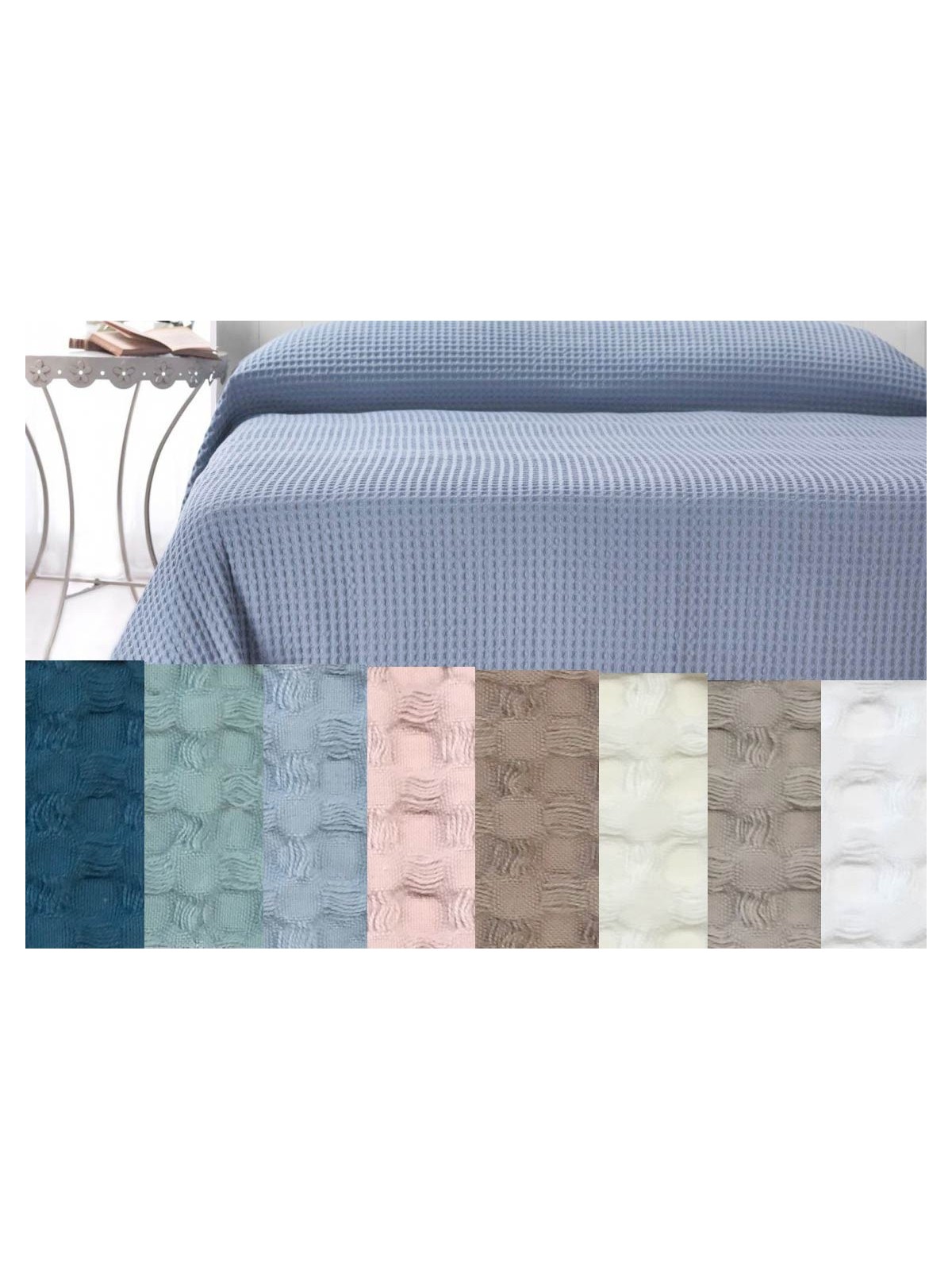 Bedspread Copritutto honeycomb Large Apone Double and Single bed - White, Ivory, Sand, Blue