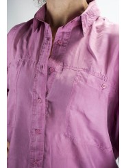 Shirt Of Pure Silk Stonewash Pink Tintaunita - S M L - Long Sleeve