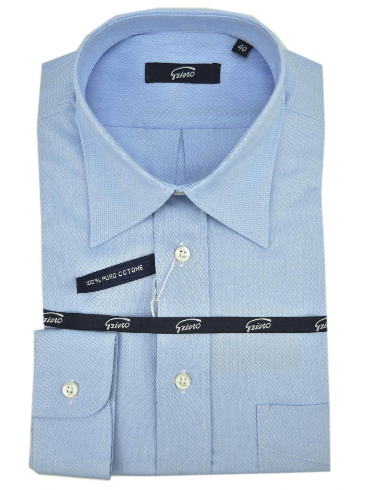 Camisa Clásica de Hombre con Cuello Italia Oxford Celeste -