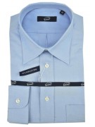 Homme Shirt Classique Col Italie Ciel Bleu Oxford - 