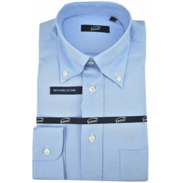 Classic Light Blue Oxford Men's Shirt Italy Collar