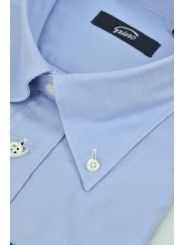 クラシック ライト ブルー オックスフォード メンズ シャツ イタリア カラー