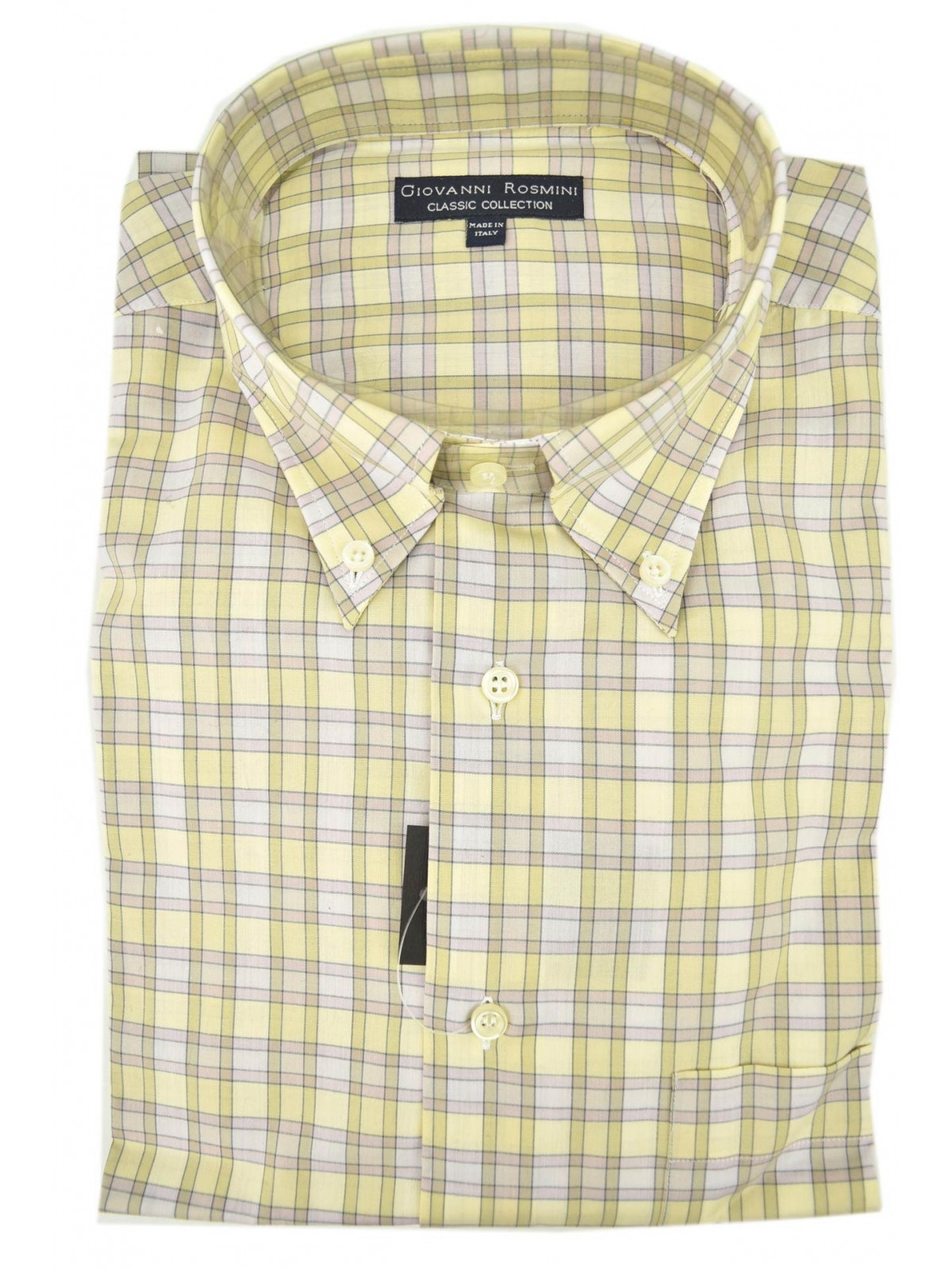 Shirt für Herren, Klassische hellgelb Karo Flieder Button Down-Kragen Popeline Baumwolle mit Brusttasche, t-Shirts