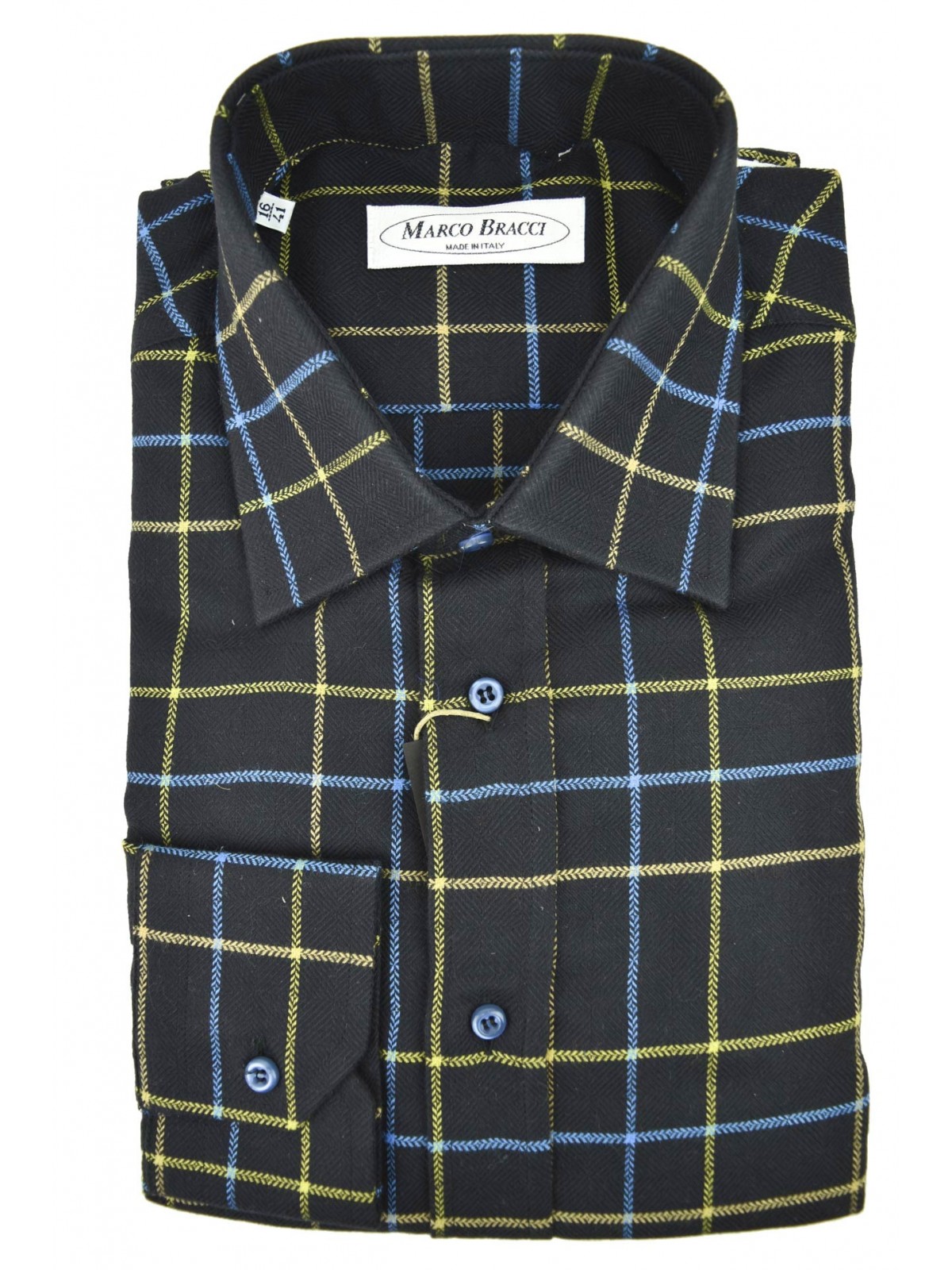 French Man Shirt Blue Yellow Turquoise Checkered