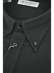 メンズ テーラードシャツ ブラック 黒板ツイル ボタンダウン