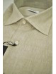 Chemise Homme Pur Lin Beige Col Italien 2 Poches