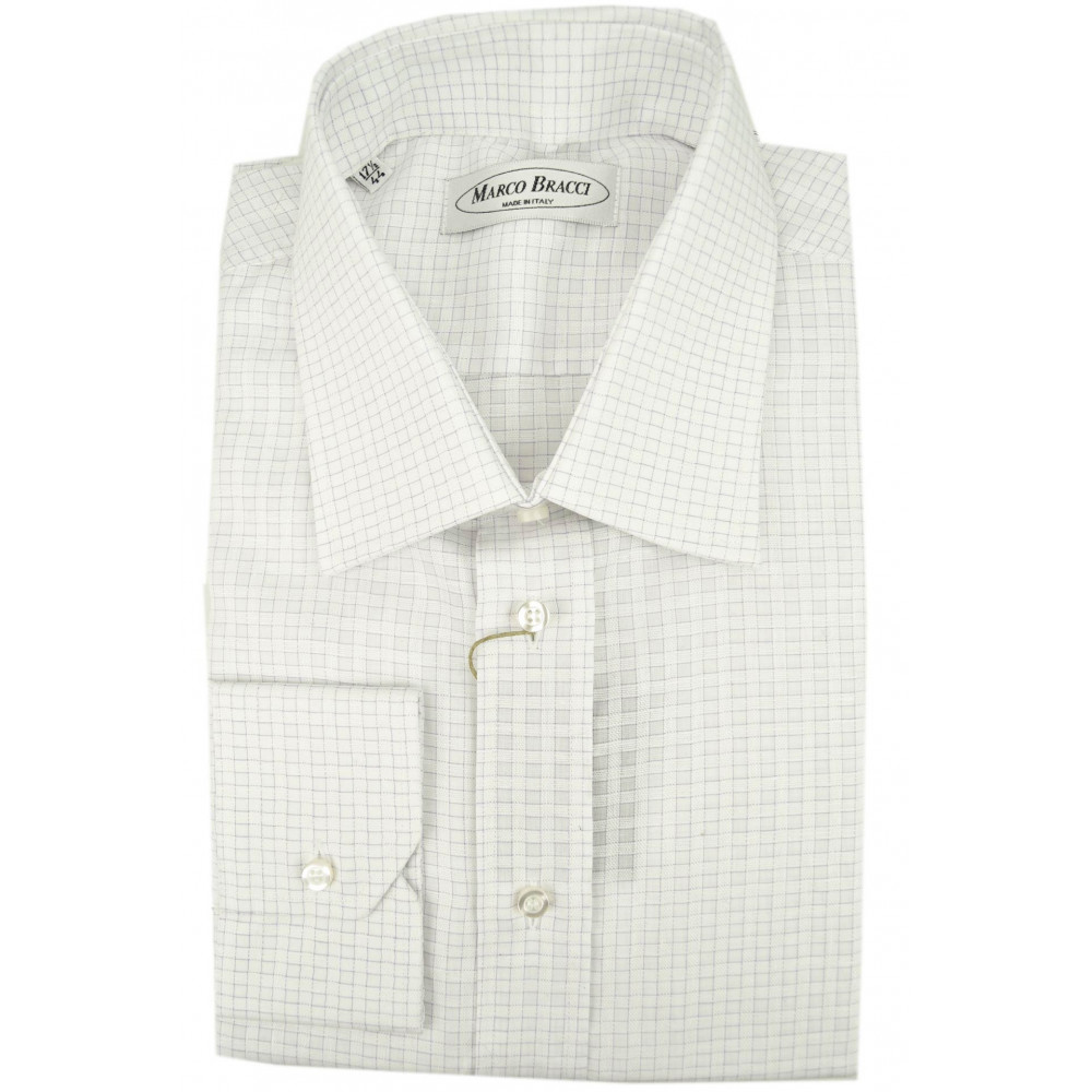 White Lilac Checked Men's Shirt Spread Collar