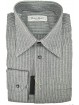 Gray Striped Men's Shirt with Italian Crepe Cotton Collar
