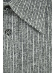 Chemise homme rayée grise avec col en crêpe de coton italien