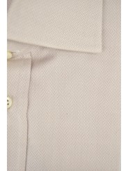 Hellrosa Tailliertes Hemd für Herren mit doppeltem französischem Knopfkragen