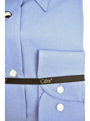 CASSERA Men's Shirt 17½ 44 Light Blue Filafil Neck Italy