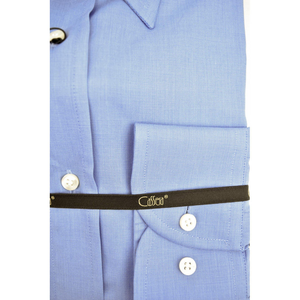 CASSERA メンズ シャツ 17½ 44 ライト ブルー フィラフィル ネック イタリア