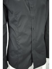 Men's Black Shirt Solid Color SlimFit Stretch Cotton