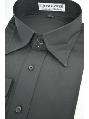 Schwarzes Hemd für Herren, einfarbig, SlimFit, Stretch-Baumwolle