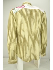 Camisa de hombre Custo beige con pinceladas marrones - bordado en los hombros