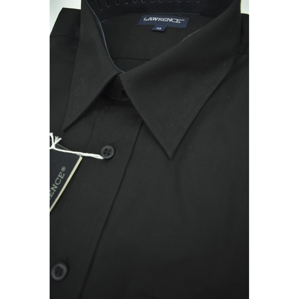 Класічная абсалютна чорная мужчынская кашуля з італьянскім каўняром з попліну