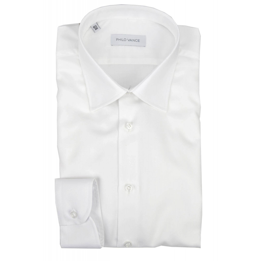 Witte herenoverhemd zonder ijzeren keperstof zonder zak - Philo Vance - N10
