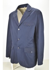 Veste décontractée pour homme en pur coton bleu foncé de couleur unie 3 boutons