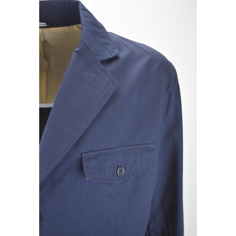 Chaqueta casual para hombre en puro algodón color azul oscuro liso 3 botones