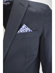 Men's Slim Short Jacket Dark Blue stitching and pochette