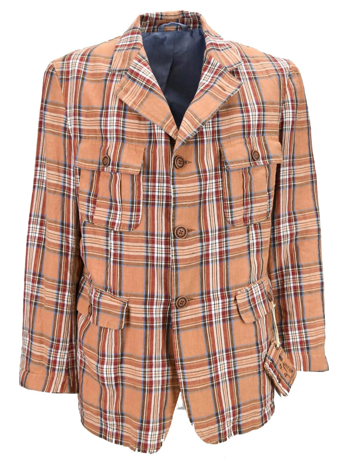 Men's Jacket Creative Look Orange Checks Scottish Pure Cotton