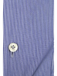 Bluette Man Shirt Small White Stripes Button Down Collar - Philo Vance - Coimbra