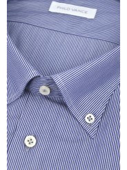 Блакітная мужчынская кашуля ў маленькія белыя палоскі з каўняром на гузіках - Philo Vance - Каімбра