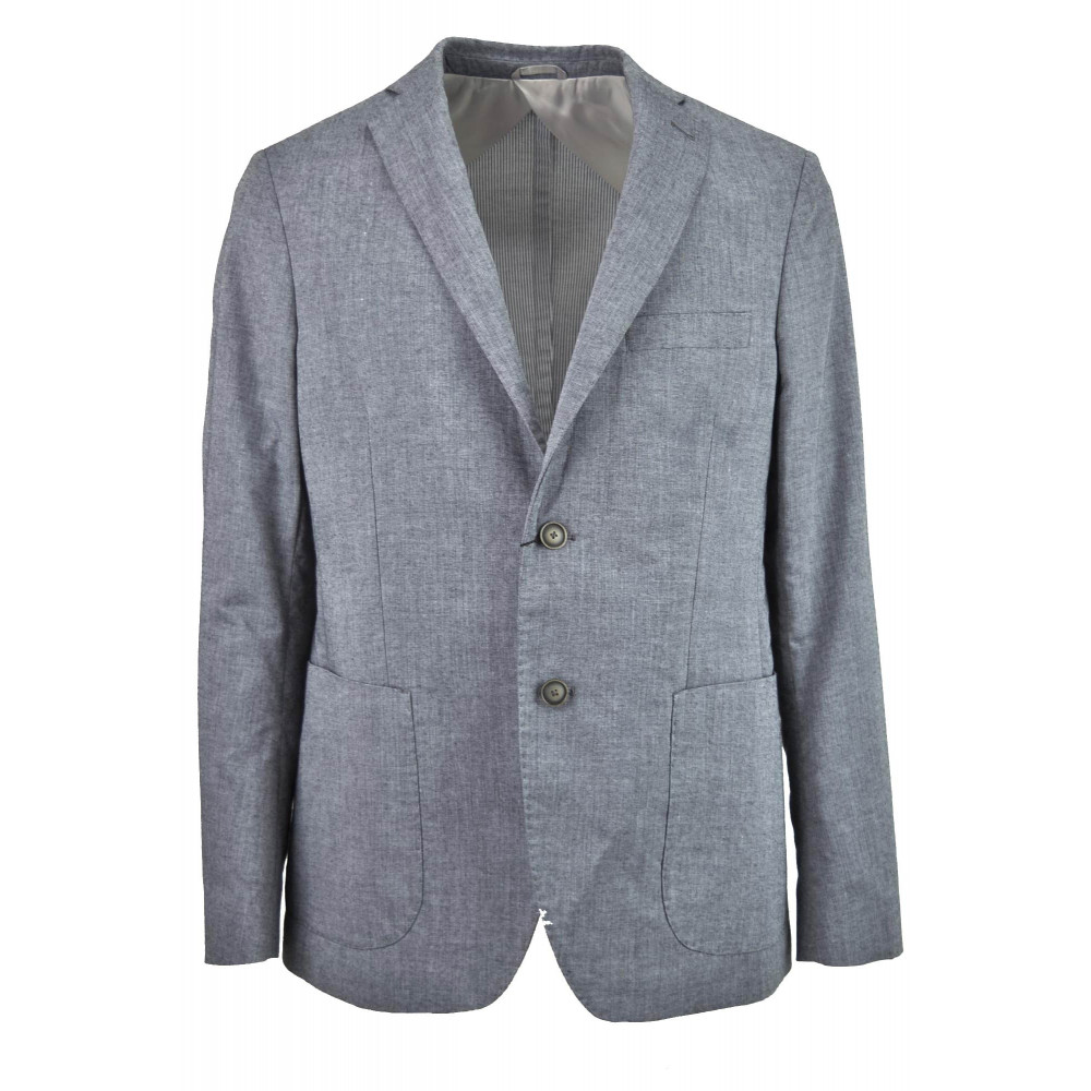 SlimFit Flamed Gray Man Jacket with 2-Button Patches