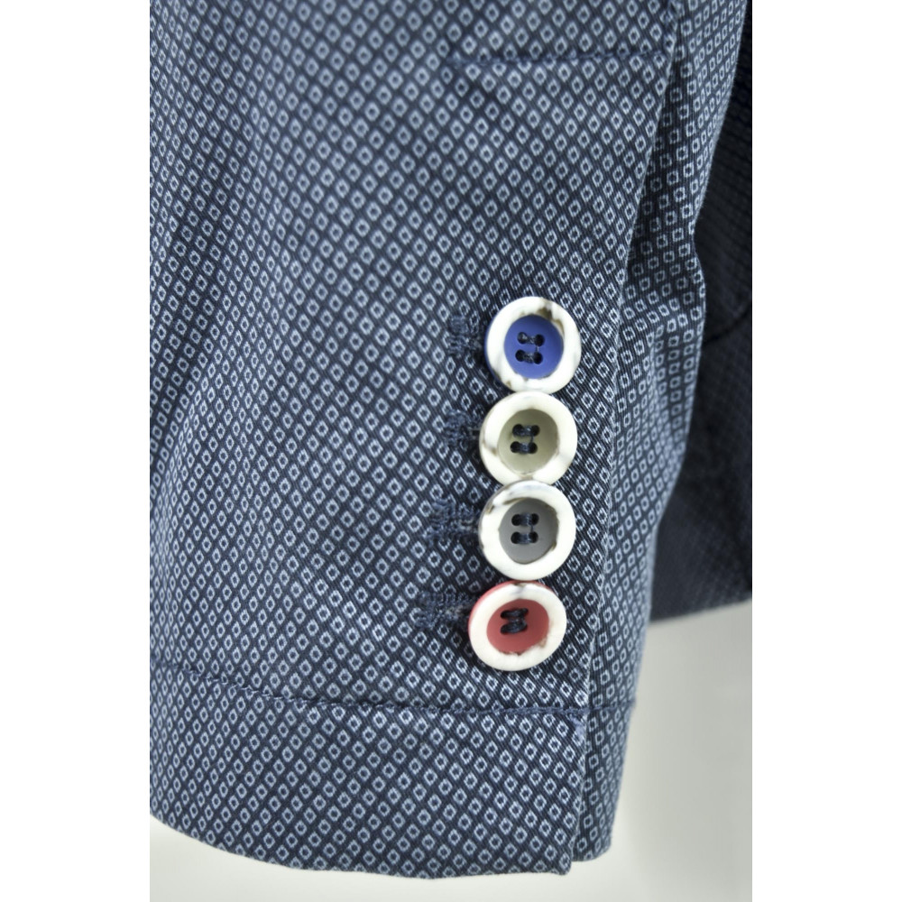 Chaqueta de algodón informal deconstruida con estampado geométrico pequeño y 2 botones para hombre