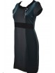 Élégante robe fourreau noire et verte Femme en velours stretch avec broche
