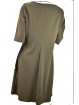 Woman Sheath Dress 3/4 sleeves wide neckline Polka Dots Light Brown