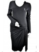Black Sheath Woman Dress 48 3/4 Ärmel mit weitem Ausschnitt Schwarze Tupfen