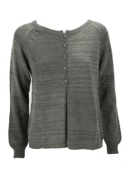 Knitted Cardigan Women Grey Dark Melange 3Fili - Dry Fit