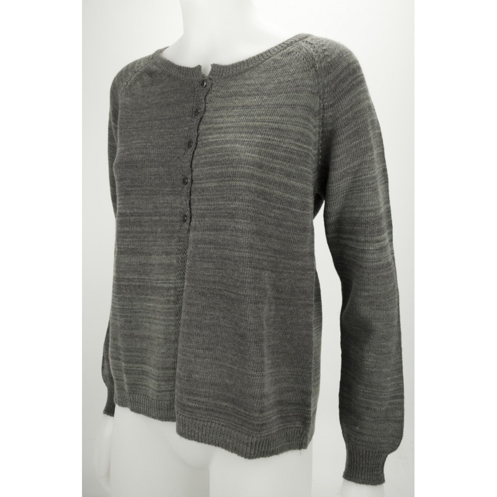Damen Cardigan Sweater Hellgrau Dark Melange 3 Ply - Slim Fit