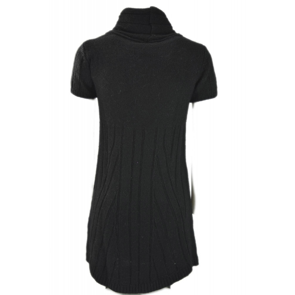 Dames jurk Shirt Zwarte Grote, Hoge hals en halve mouwen