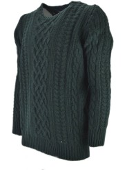 Мужчынскі пуловер з круглым выразам з цяжкіх ваўняных вязаных кос