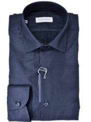 Camicia Uomo Blu Scuro Armaturato senza Taschino - Philo Vance - Bagnolo